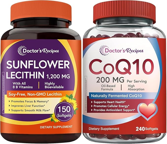 Doctor's Recipes CoQ10 200mg &amp Sunflower Lecithin 1200 mg