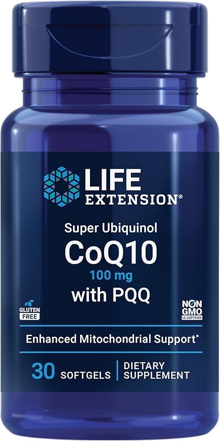 Life Extension Super Ubiquinol CoQ10 100mg PQQ Shilajit Plus Taurine 1000mg Heart Liver Brain Cellular Energy Support