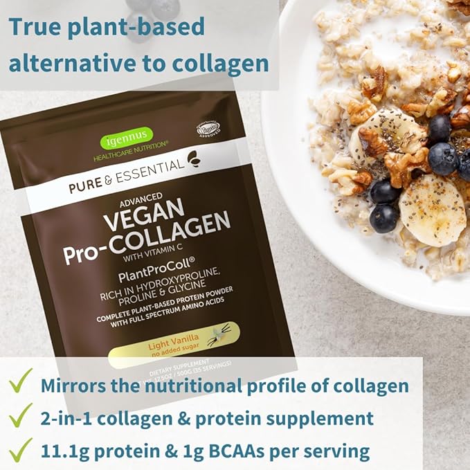 Vegan Vanilla Collagen Protein Powder + Calcium &amp Magnesium Complex Bundle Comprehensive Bone Support by Igennus