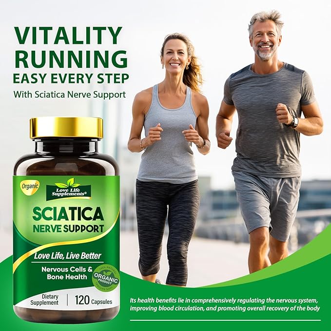 Sciatic Ner-ve Rel-ief Natural Ingredients Rich in Vitamins Nutritional Support Supplement Capsules for Sciatica Soothe &amp Comfort Hand Finger Waist Buttock Leg Foot 120 Capsules