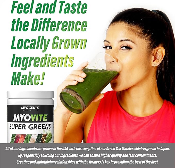 Myogenix MyoVite SuperGreens – Greens Powder Daily Supplement – Enhance Digestion Strengthen Immunity &amp Improve Alkalinity – Locally Grown Greens – Berry Tropical (30 Servings)