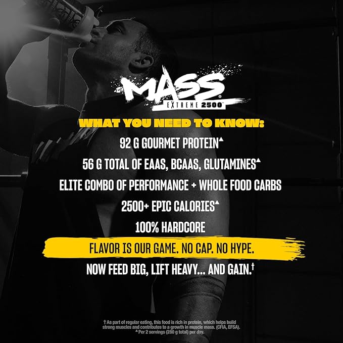 Mutant Mass Extreme 2500 - High Calorie Mass Gainer Whey Protein Powder with Creatine &amp Amino Acids - Muscle Building &amp Weight Gain Supplement for Hard Gainers - Vanilla Ice Cream 12 lbs