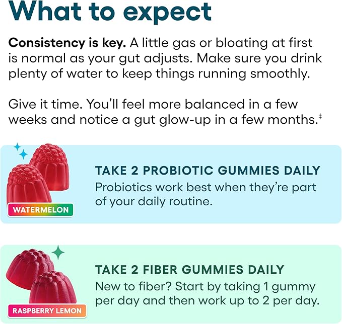 Physician's CHOICE Gut Gummy Bundle: Probiotic Gummies + Fiber Gummies - No Sugar Added &amp Vegan - Supports Digestive Health &amp Regularity for Women and Men