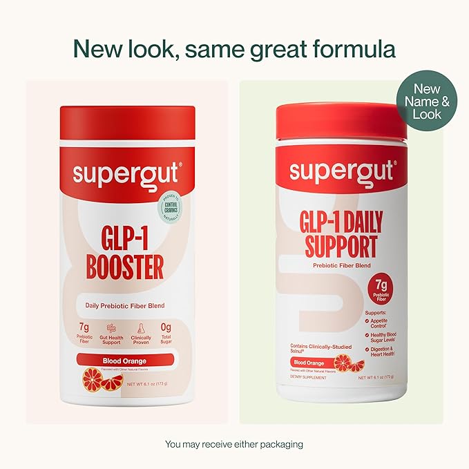 Supergut GLP1 Daily Support Blood Orange - High Fiber GLP-1 Supplement Powder for Women &amp Men - Sugar-Free Drink Mix for Gut Health &amp Digestive Support (18 Servings)