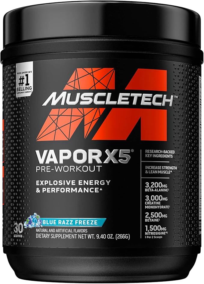 Muscletech Whey Protein &amp Pre Workout Powder Bundle - Nitro-Tech Muscle Formula with 30g Protein 3g Creatine &amp Vapor X5 Pre-Workout with Creatine for Lean Muscle
