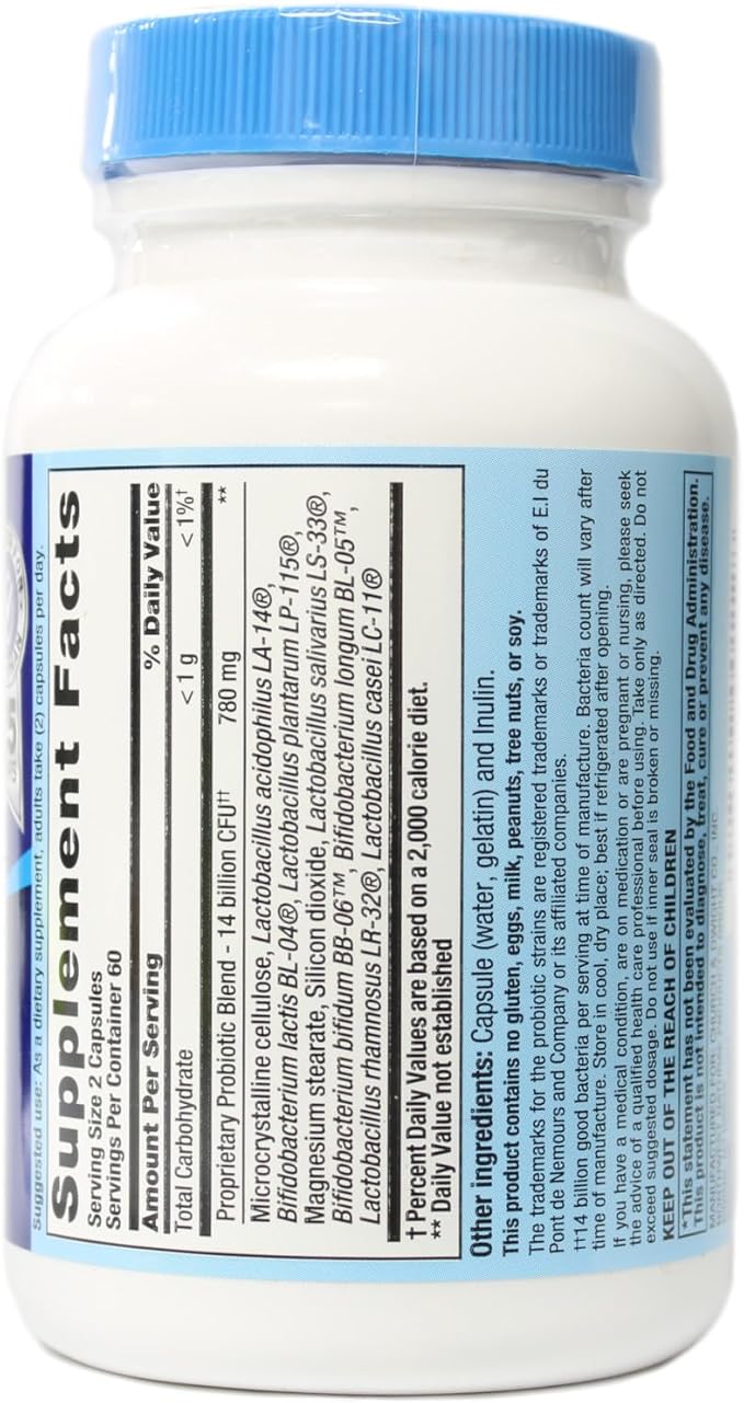PB8 Probiotic - 3 Pack - 120 Capsules Per Bottle - Supports Digestive Health - 14 Billion CFU - 8 Beneficial Strains - No Milk Gluten or Soy