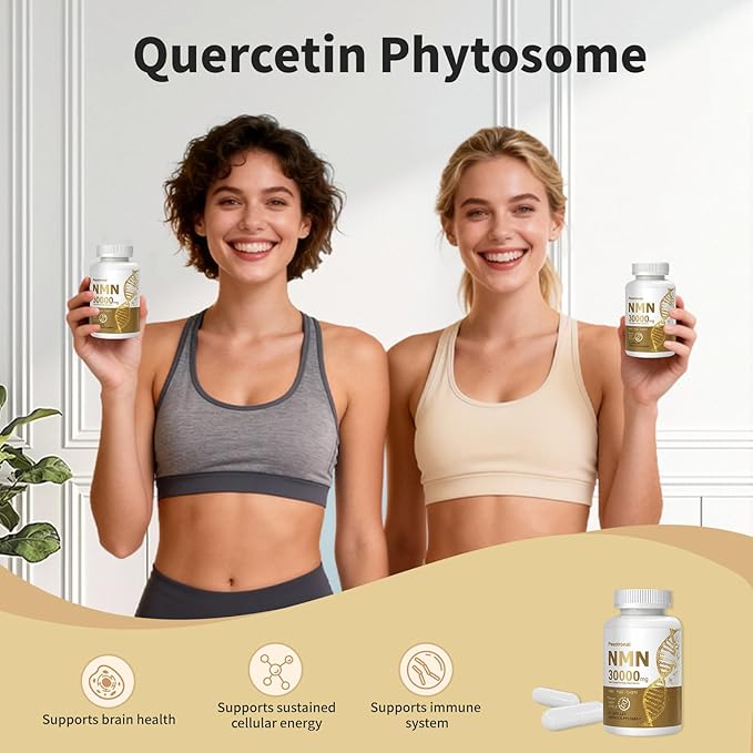 NMN Supplement 1000mg with Resveratrol - 3-in-1 Advanced Formula for NAD+ Boost Cellular Energy &amp Anti-Aging - 99% Pure NMN Supports Immune &amp Muscle Health - 60 Vegan Capsules