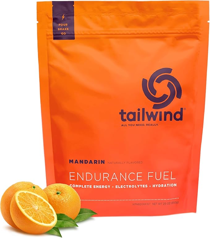 Tailwind Nutrition Endurance Fuel Carbohydrate &amp Electrolyte Sports Drink Mix Powder Gluten-Free Vegan Mandarin Orange 30 Servings