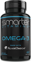 SmarterVitamins Omega 3 Fish Oil Strawberry Flavor Burpless Tasteless 2000mg DHA EPA Triple Strength Made with AlaskOmega®