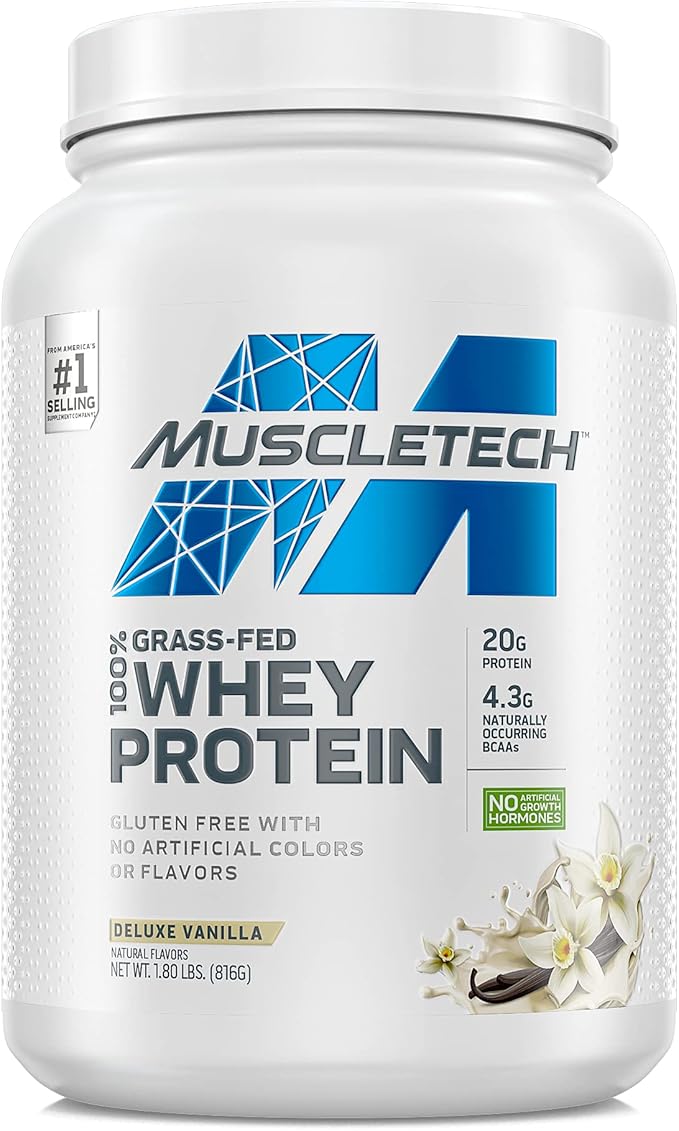 Six Star Elite 100% Whey Protein Plus Triple Chocolate 1.8lbs and MuscleTech Grass Fed Whey Protein Powder Deluxe Vanilla 1.8 lbs