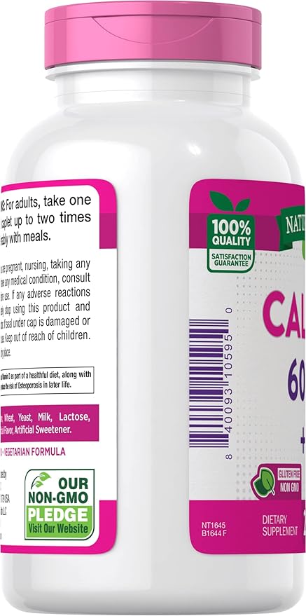 Nature's Truth Calcium 600 mg + D3 Dietary Supplement - 250 Caplets Pack of 2