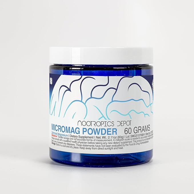 Nootropics Depot Optimized Magnesium Supplement | MicroMag Powder | 60 Grams | 200mg of Elemental Magnesium Per Serving | Supports Brain Health + Sleep Quality | Promotes Relaxation