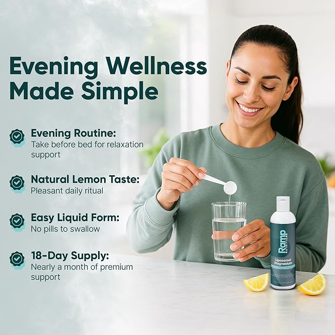 Liposomal Magnesium Bisglycinate &amp Gluconate – Liquid Magnesium for Sleep Relaxation Restless Legs &amp Muscle Recovery – 200mg High Absorption – Vegan Non-GMO – 6 fl oz