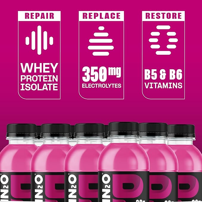 Protein2o Hydration Drink - 2-in-1 Liquid Clear Whey Protein Isolate and Electrolyte Drink - 20g Protein Vitamins B5 B6 - Post-Workout Recovery - 16.9 Fl Oz - 12 Count Mixed Berry