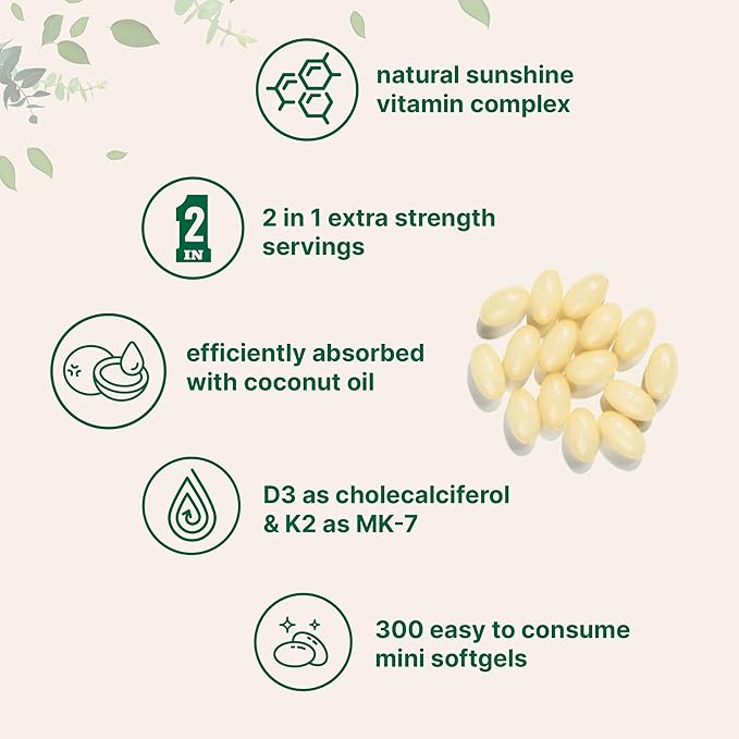 Micro Ingredients Vitamin D3 10000 iu + K2 200 mcg Coconut Oil Softgels &amp Organic Collagen Peptides Powder Bundle 2 Pack | Essential Sunshine Vitamins | Hydrolyzed Type I &amp III Bovine Collagen
