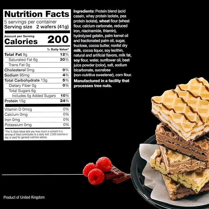 ProtiWise High Protein Wafers | Raspberry | 15g Protein Per Serving Low Carb Low Sugar High Fiber Snack | Gluten-Free Keto-Friendly Diet for Hunger Control &amp Weight Loss | Pack of 2 (5/Box)