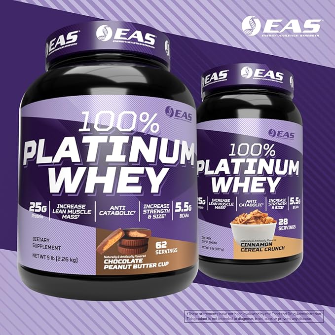 EAS Experimental and Applied Sciences 100% Platinum | 3 Ultra-Platinum Whey Proteins | Increase Size &amp Strength | 25g Protein 5.5g BCAAs | 2 Pound (Chocolate Ice Cream)