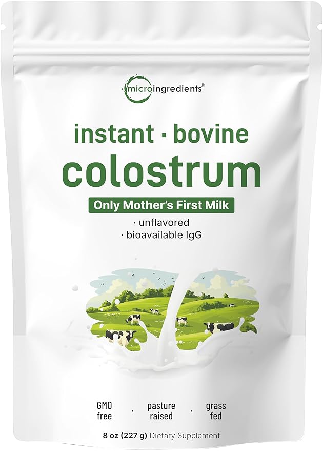 Micro Ingredients Vitamin D3 10000iu + K2 200mcg Coconut Oil Softgels &amp Instant Colostrum Powder Bundle 2 Pack | Essential Sunshine Vitamins | Grass-Fed Bovine Mother’s First Milk