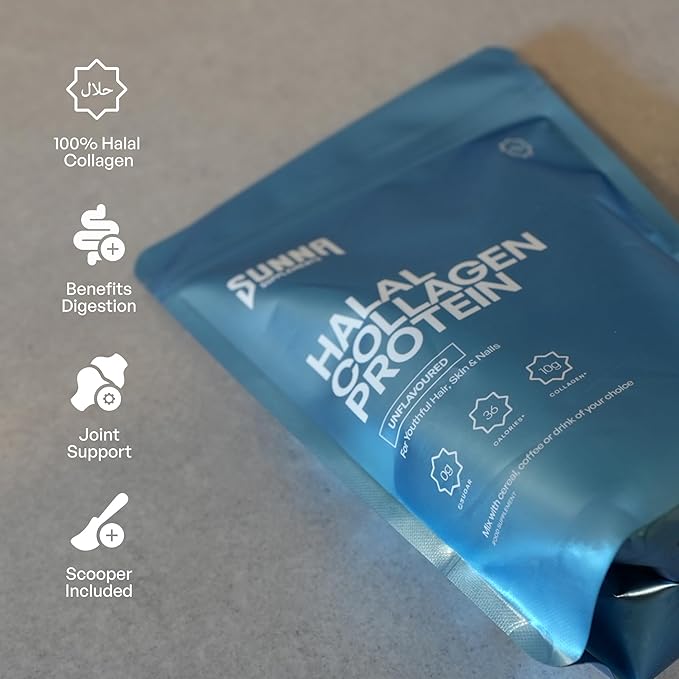 SUNNA SUPPLEMENTS Grass-Fed Halal Collagen Powder Pack of 3 - Type I &amp III Hydrolyzed Bovine Peptides for Joint Skin Hair &amp Nail Support Gluten-Free Keto &amp Paleo Friendly - Unflavored