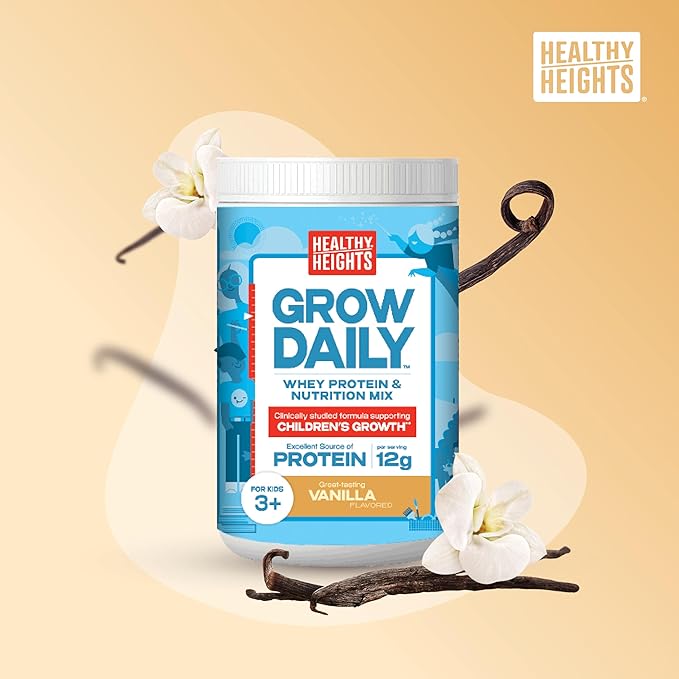 Healthy Heights Grow Daily Kids Protein Drink Mix (Vanilla) - High Protein Shake for Kids 3+