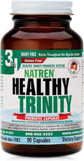 Natren Healthy Trinity Probiotics Supplement - 90 Dairy and Gluten Free Gel Capsules - Improve Gut and Digestive Health 30 Billion CFU - Lactobacillus Acidophilus Bifidobacterium Bulgaricus