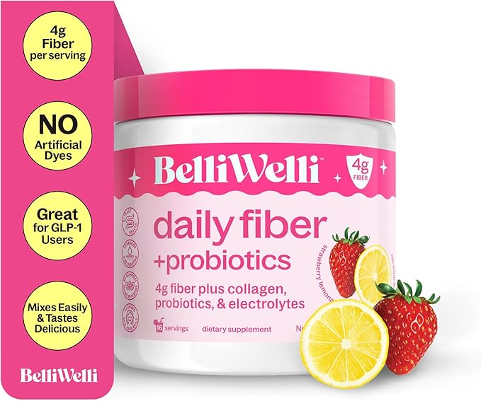 Daily Fiber Supplement Bundle with Collagen Probiotics &amp Electrolytes – Strawberry Lemonade &amp Orange Yuzu Mandarin Flavors – Supports Digestive Health Gut Balance &amp Debloating – 32 Servi