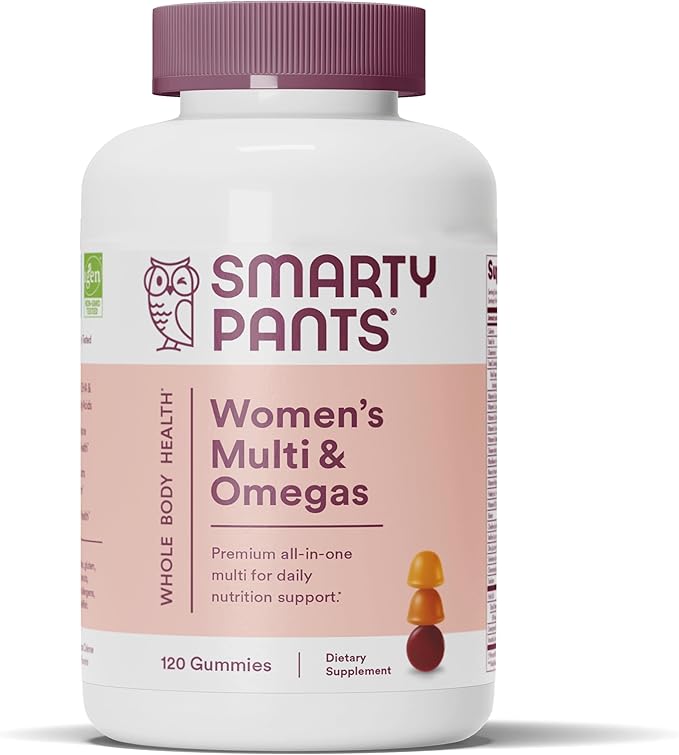 SmartyPants Women's Multivitamin Gummies: Omega 3 Fish Oil (EPA/DHA) Methylfolate CoQ10 Vitamin D3 C Vitamin B12 B6 A K &amp Zinc Inositol Gluten Free 120 Count (20 Day Supply)