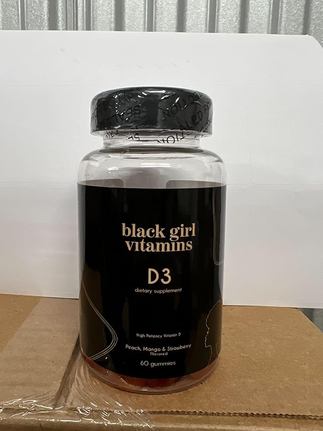 Black Girl Vitamins - Vitamin D3 Gummies for Immune Energy and Bone Support 2000IU (50mcg) Vitamin D per Serving Gluten-Free Vitamin D Gummies 60 Count (2-Pack)