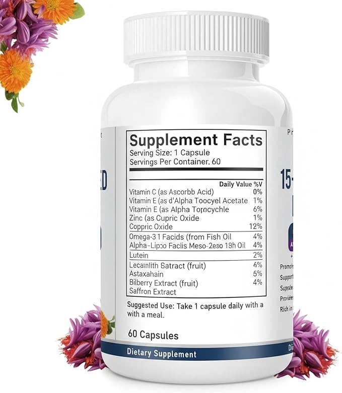 Neurobella Eye Formula - Neurobella 15 in 1 Advanced Eye Formula with All 3 Carotenoids Lutein &amp Zeaxanthin Bilberry Extract and Saffron 120 Capsules