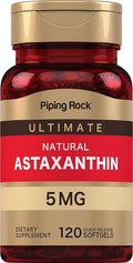 Piping Rock Astaxanthin Supplement 5mg | 120 Softgel Capsules | from Haematococcus Pluvialis Algae Extract | Non-GMO Gluten Free