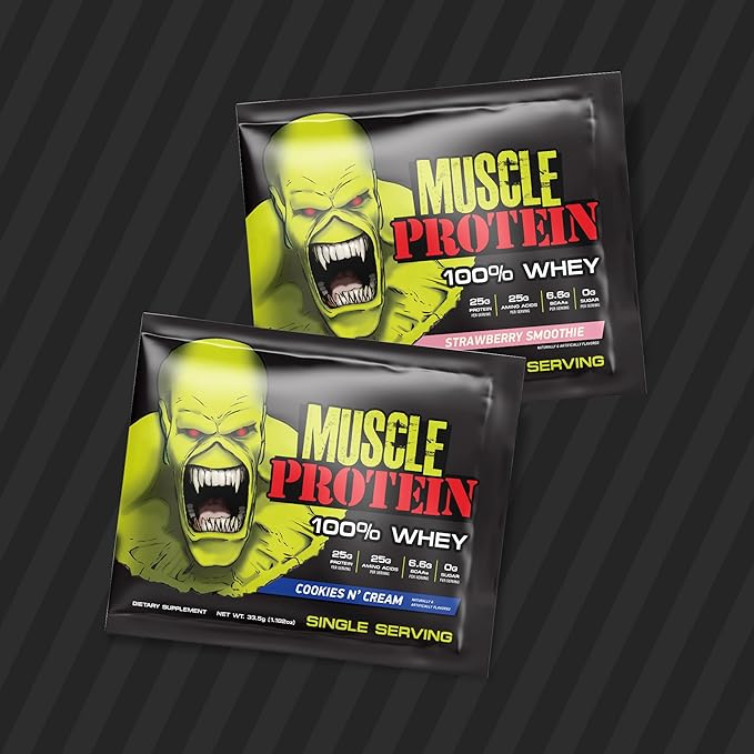 Whey Protein Powder Travel Single Serving Packs – Five Delicious Flavors Cold Filtered for Maximum Absorption 25g Protein 6.6g BCAAs/Serving0g Sugar-Perfect for Muscle Building &amp Recovery