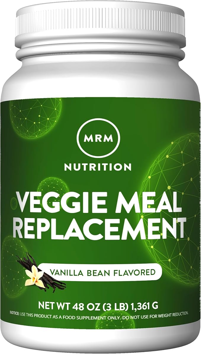 MRM Nutrition Veggie Meal Replacement Protein - Vanilla Bean Flavored 22g Vegan Protein for Women &amp Men Macronutrient Formula with Enzymes &amp Amino Acids - 28 servings