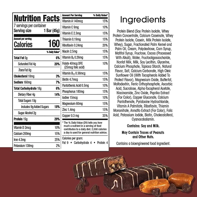 BestMed Protein Bar – 15g Protein Low Carb Low Sugar High Fiber Low Calorie Meal Replacement Nutrition Bar Healthy Snack for Weight Management Diet (Caramel Cocoa 7 Count)