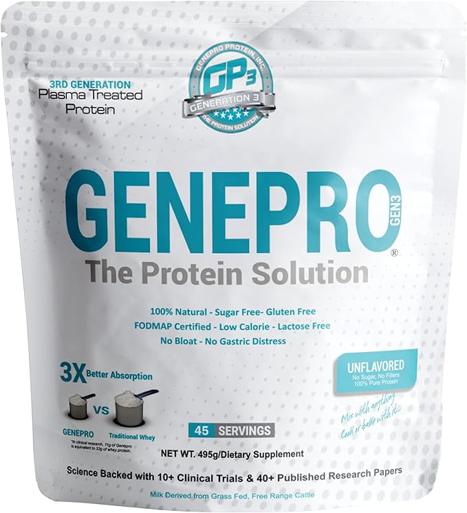 Unflavored Protein Powder - New Formula - Lactose-Free Gluten-Free &amp Non-GMO Whey Isolate Supplement Shake (3rd Generation 45 Servings)