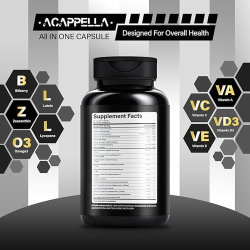 ACAPPELLA Bilberry Lutein Zeaxanthin Lycopene Omega-3 Grape Seed Extract Resveratrol Capsule Bilberry Supplement for Eyes with Multivitamins (1)