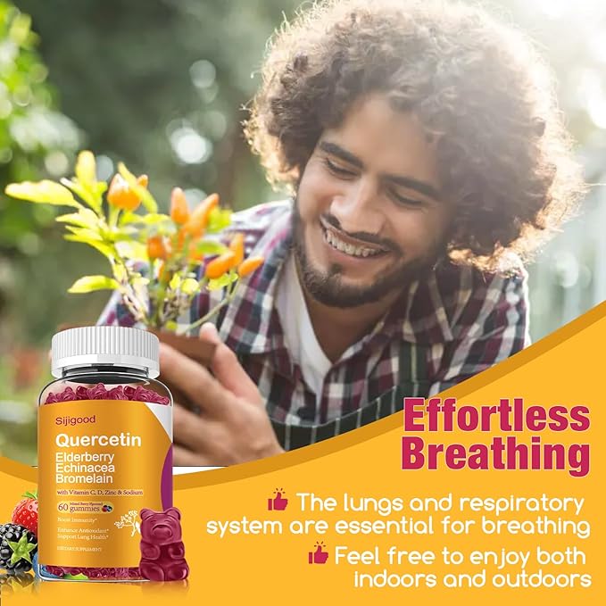 2 Packs Quercetin with Bromelain Gummies Elderberry Echinacea Vitamin C D Zinc - Immune System Support 120 Counts Pure Quercetin Supplements Gummies for Kids &amp Adults