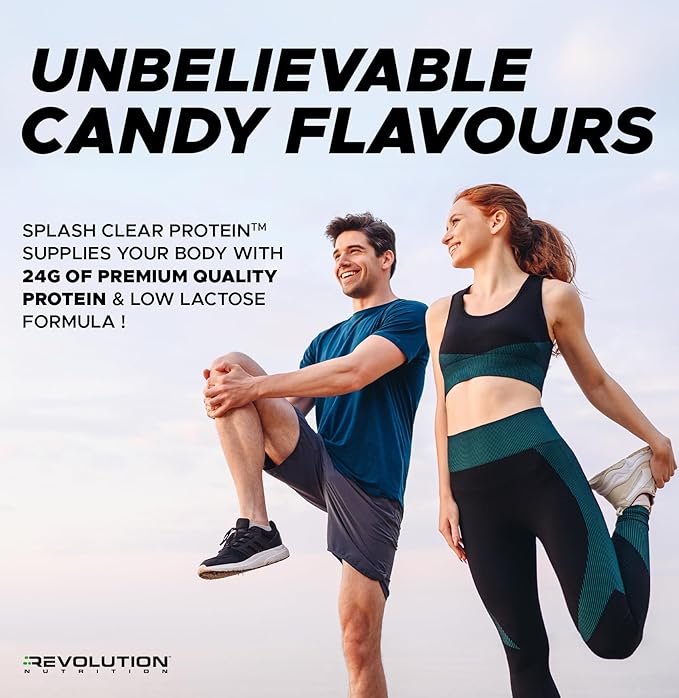 Revolution Nutrition Splash Clear Protein Clear Whey Protein Powder Juice-Type Protein Candy Flavour Collagen 24g Protein Zero Sugar Zero Carb 667g 23 Servings (Sour Cherry 1.47 Pound)