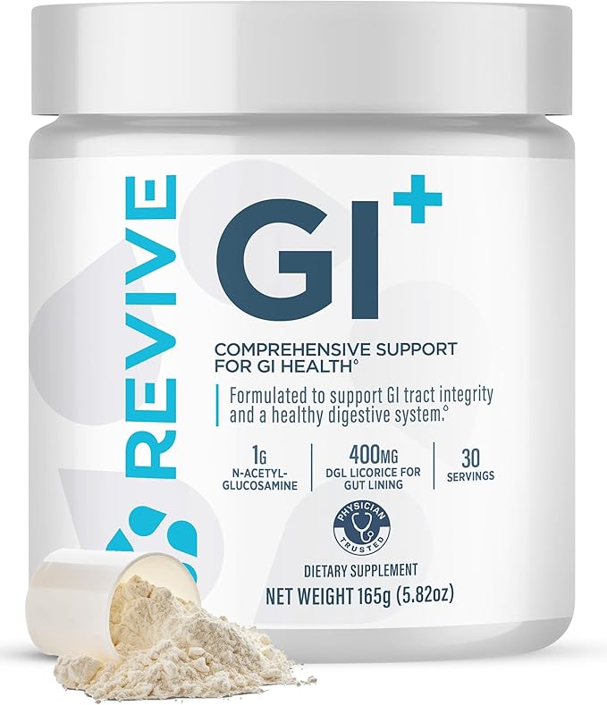 Revive MD Digestive Health Supplement GI Plus (30 Servings) - Supports Gut Health for Women &amp Men - Promotes Regularity &amp Bowel Function - Gut Health Supplements Powder for Gut Lining - Glute