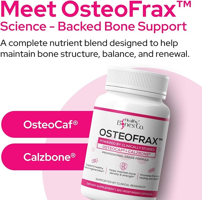 OsteoFrax™ Bone Health Supplement for Women - Cissus Quadrangularis &amp OsteoCaf® Vitamin D3 &amp K2 MK-7 Supports Bone Wellness 4-Phase Bone Support Formula