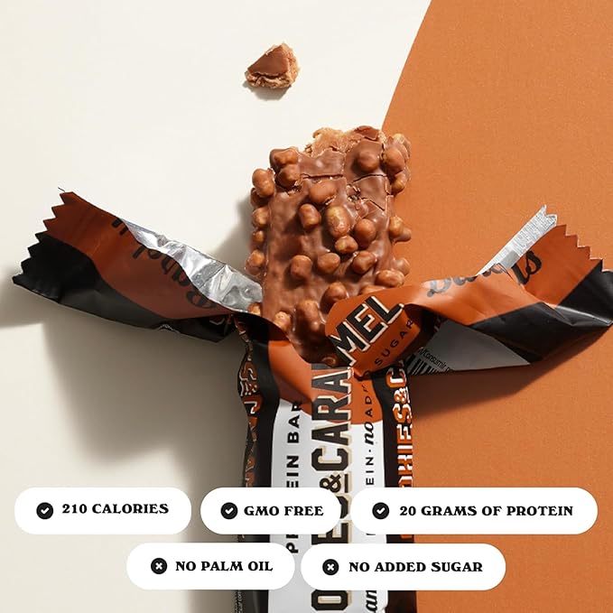 BarebeIIs - Protein Bar Variety Pack – 20g Protein No Added Sugar – Caramel Cashew Cookies &amp Cream Salty Peanut – High-Protein Snack Bars (9 Pack)