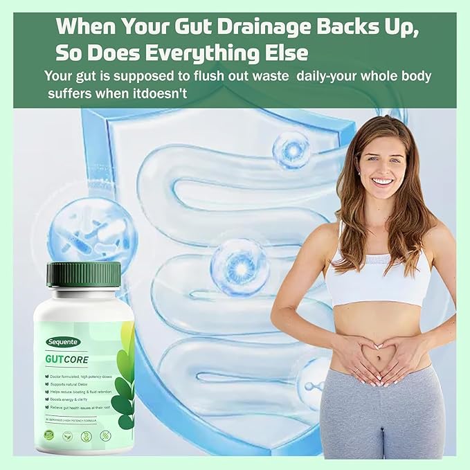 GutCore Advanced Bloat Relief Capsules – Vegan Non-GMO Daily Gut Support Radiant Skin &amp Natural Detox – 60 Capsules