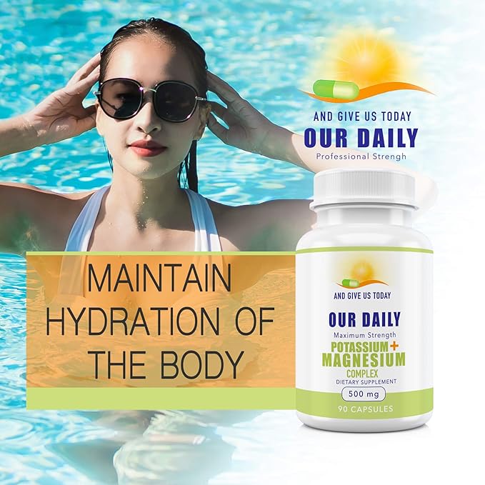 Our Daily Vites Potassium Magnesium Supplement 500mg - Powerful Magnesium Potassium Supplement with 5 Forms of Magnesium for Muscle Recovery Leg Cramps Gluten-Free Non-GMO - 90 Caps