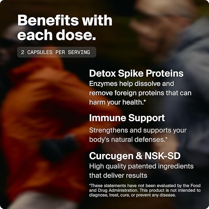 Spike Detox Supplement with Branded Nattokinase (NSK-SD) Bromelain Branded Curcumin 500mg (Curcugen) and Molecular Hydrogen - Potent Foreign Protein Cleanse