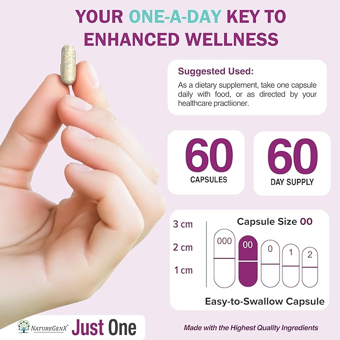 Just One Daily Methylated Multivitamin with Methyl B12 Quatrefolic Methylfolate Pure MTHFR Supplement for Men and Women Without Iron 2 Bottles (60 Vegan Capsules) USA-Made