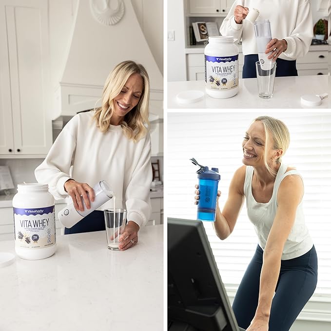 Vitauthority Whey Protein Powder for Women Whey Isolate Probiotics &amp Enzymes Supports Digestion Nutrient Absorption &amp Energy Post-Workout &amp Daily Nutrition Vanilla Flavored 30 Servings