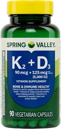 KP+ Vitamin K2 + D3 | Bone &amp Immune Health | Gluten Free | 90 Vegetarian Capsules | Pack of 1