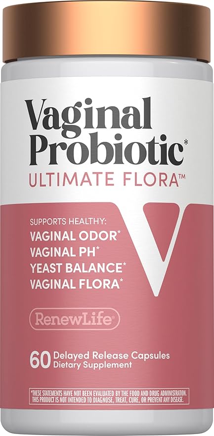 Renew Life Ultimate Flora Vaginal Probiotics for Women | 6 Billion CFU | 60 Delayed Release Vegan Capsules | Vaginal Health and pH Balance | Dairy Soy and Gluten Free Supplement