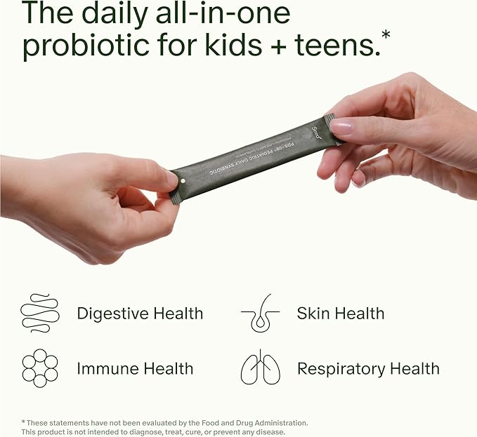 Seed PDS-08 Pediatric Daily Synbiotic - Fiber-Based Prebiotic &amp Probiotic for Kids - Digestive Health Regularity Constipation Relief - Ages 3-17 - Vegan and Shelf-Stable - 30 Sachets (30-Day Sup
