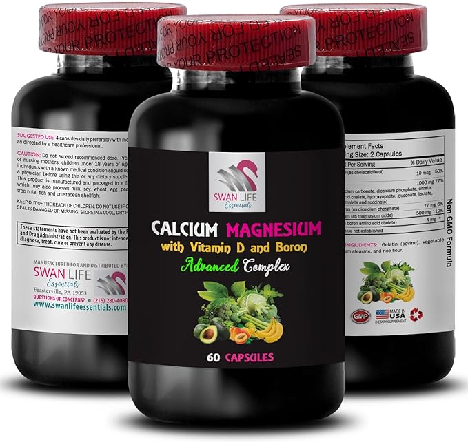 Calcium Magnesium Supplement - Man's Support Magnesium with D Boron D Vitamin Vitamin D Natural Supplement Phosphorus Combo Potassium Combo Women’s Calcium 3Bot
