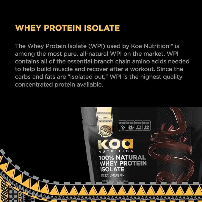 KOA Warrior Whey Protein Isolate | Performance Driven Pure Protein Isolate with BCAAs and No Artificial Flavors or Sweeteners - Chocolate - 6lb Bag